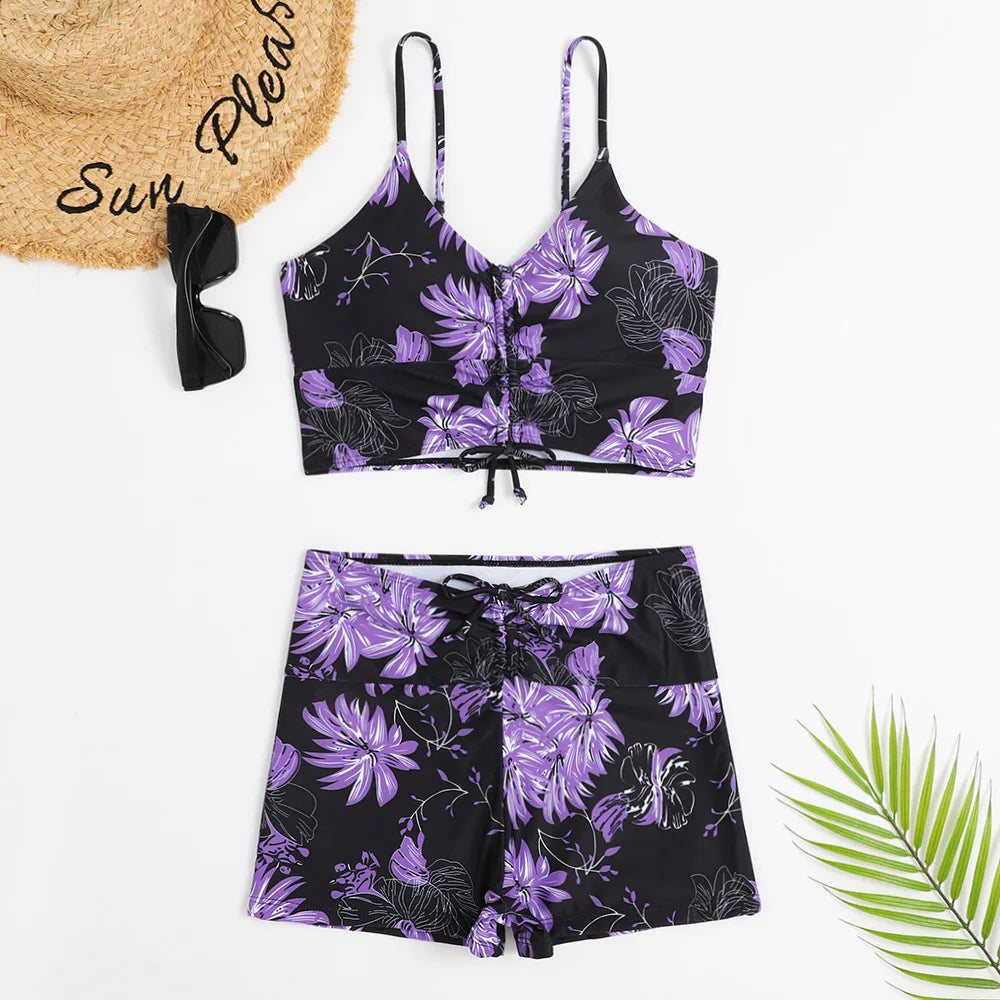 Floral Print High-Waisted Bikini