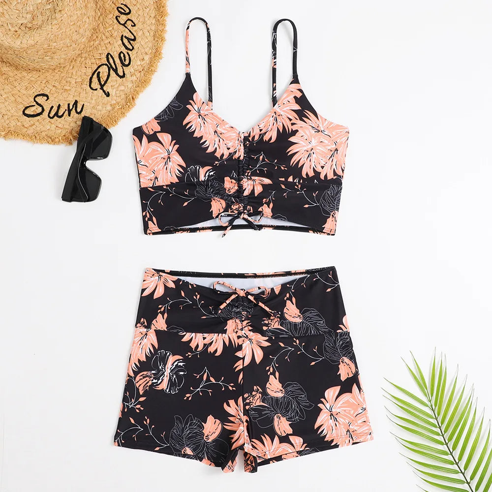 Floral Print High-Waisted Bikini