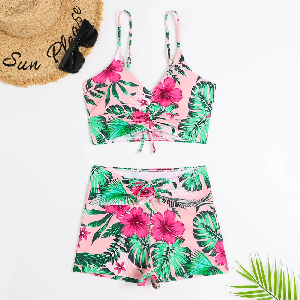 Floral Print High-Waisted Bikini
