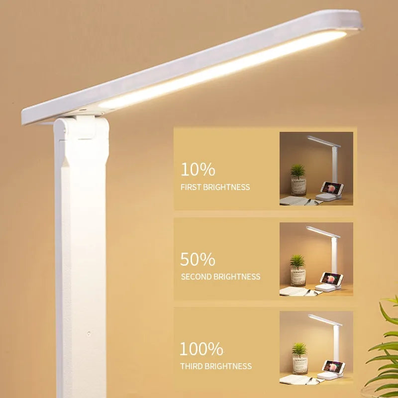 Foldable LED Desk Lamp - Rechargeable 6000mAh Stepless Dimmable Table Lamp with Touch Control