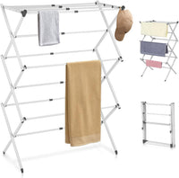 Foldable Multi-Bar Clothes Drying Rack in Iron and PP Plastic for Indoor and Outdoor Use