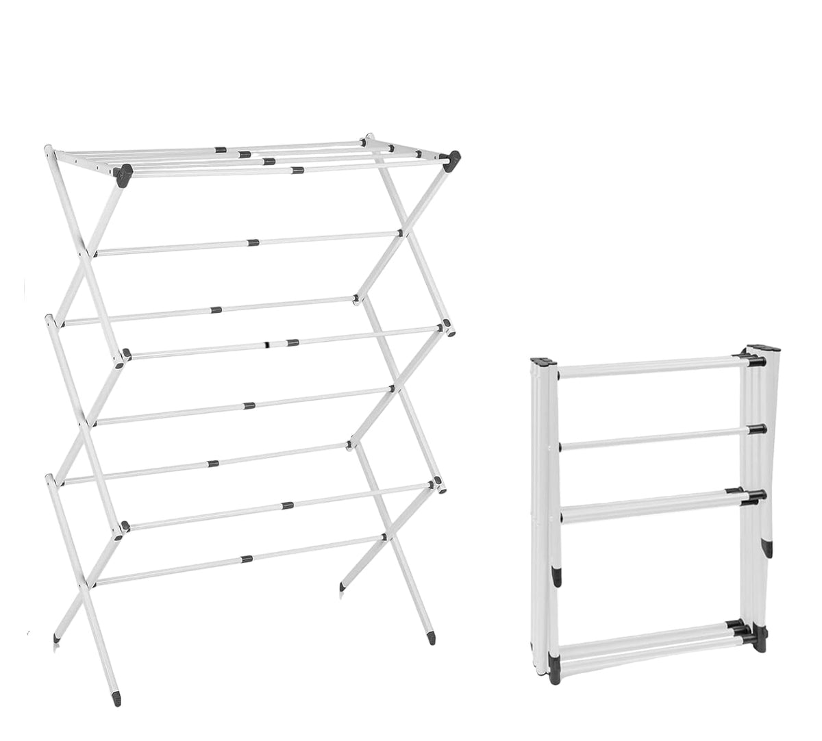 Foldable Multi-Bar Clothes Drying Rack in Iron and PP Plastic for Indoor and Outdoor Use