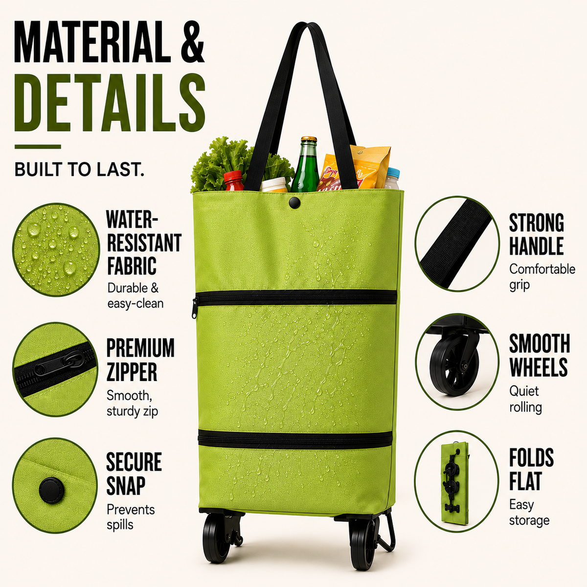 Foldable Wheeled Shopping Hand Cart