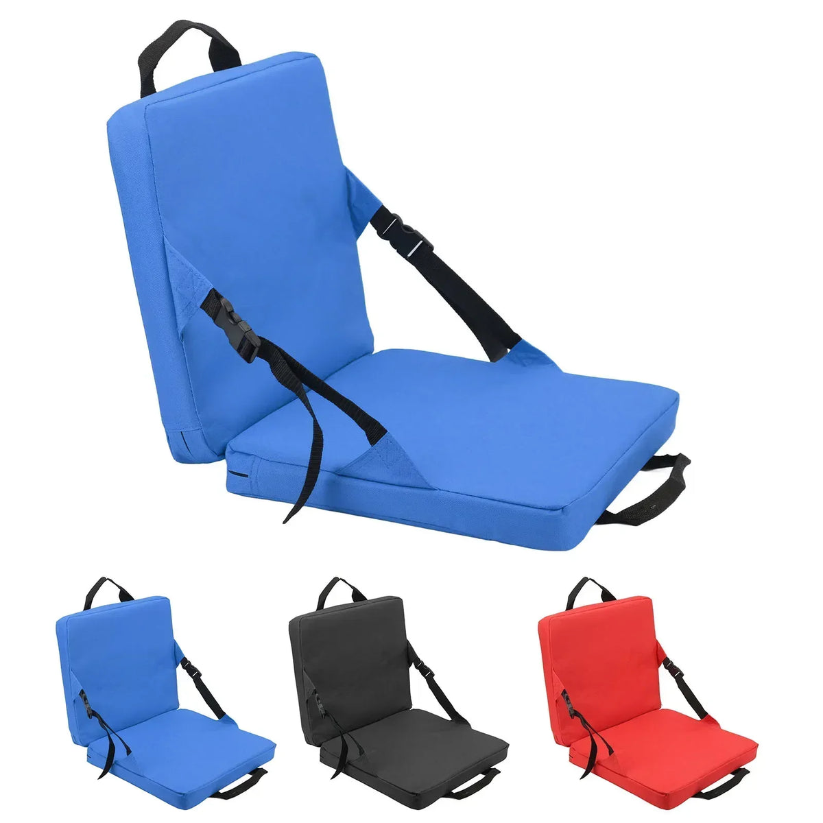 Folding Chair with Backrest and Padded Seat Cushion for Stadium, Beach, and Park