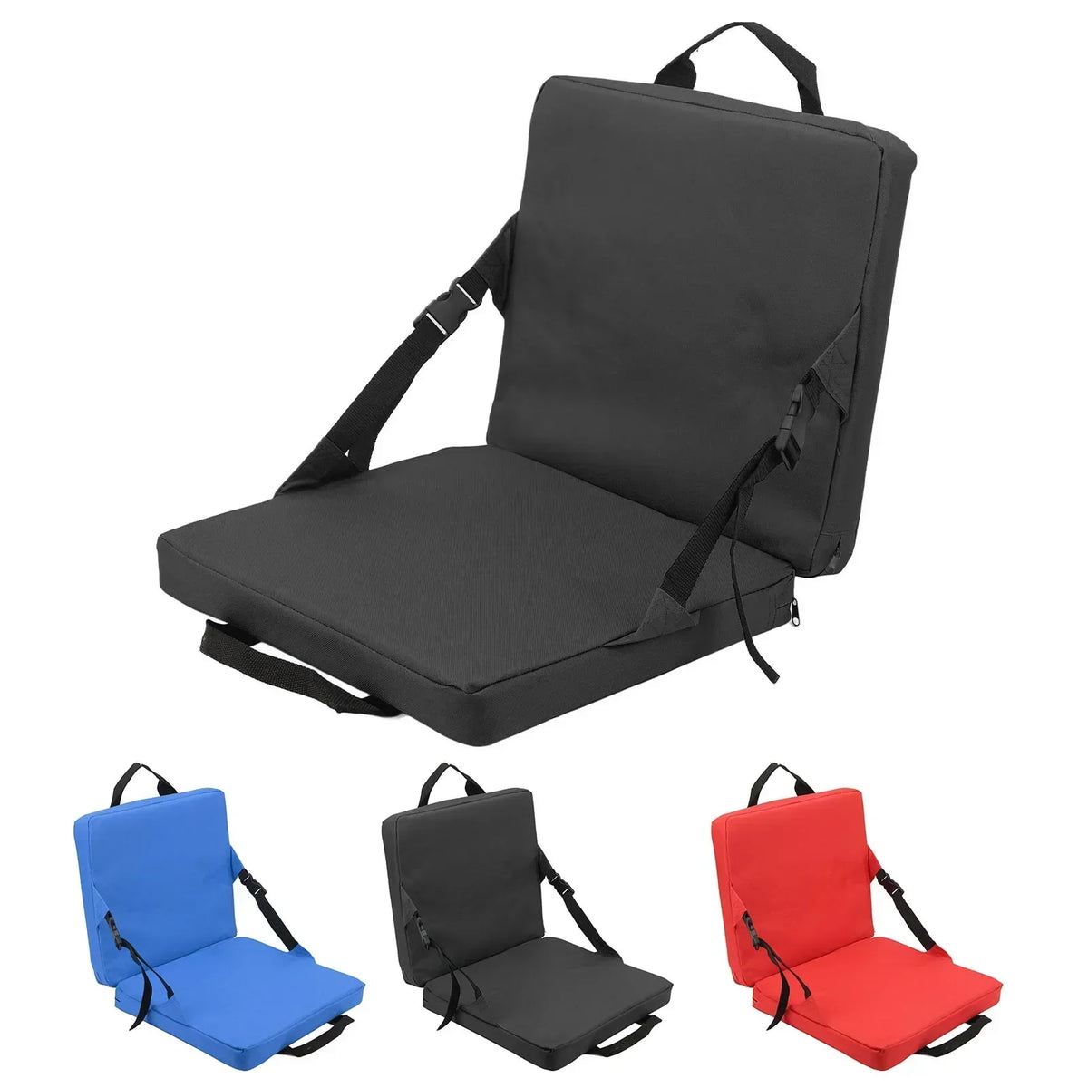 Folding Chair with Backrest and Padded Seat Cushion for Stadium, Beach, and Park