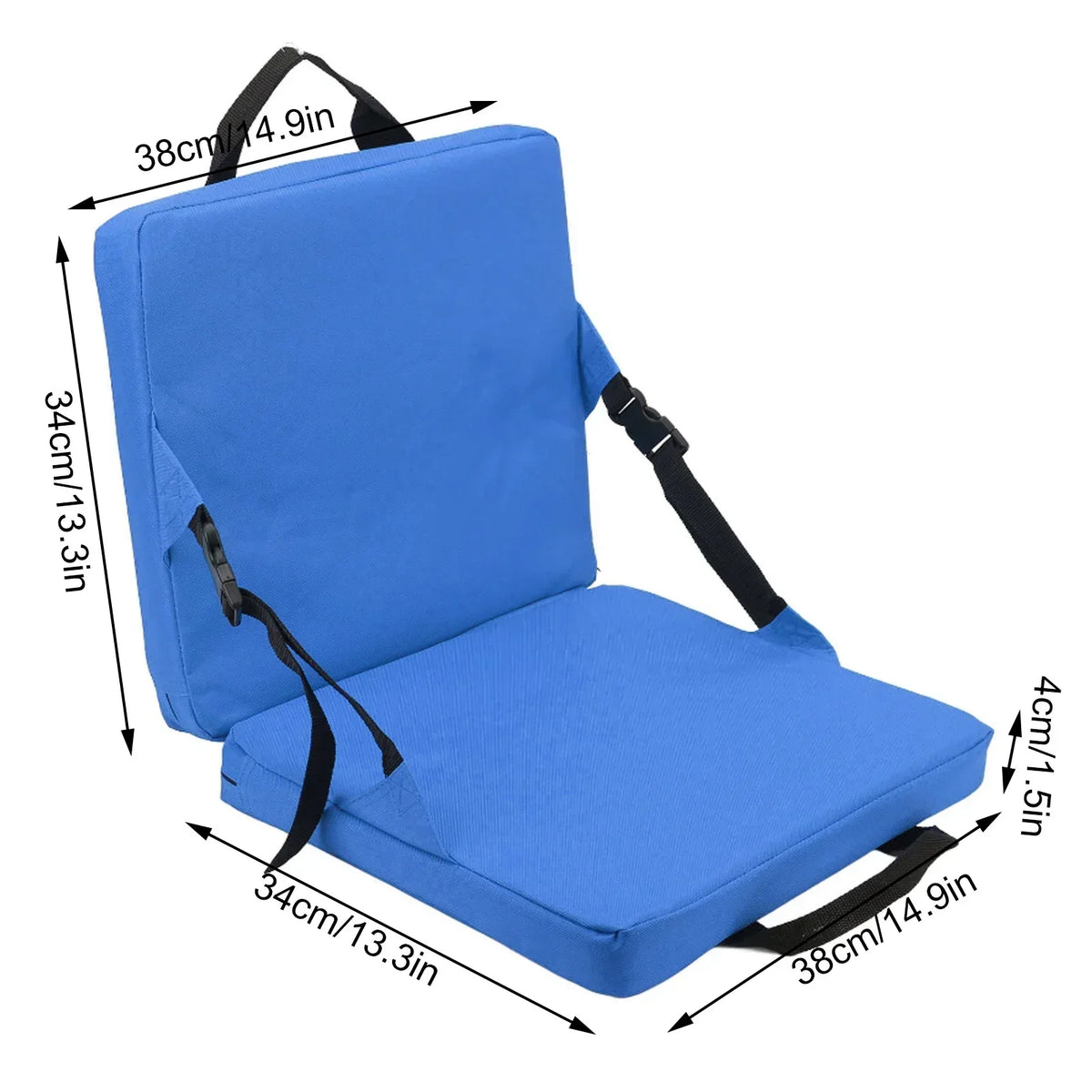 Folding Chair with Backrest and Padded Seat Cushion for Stadium, Beach, and Park