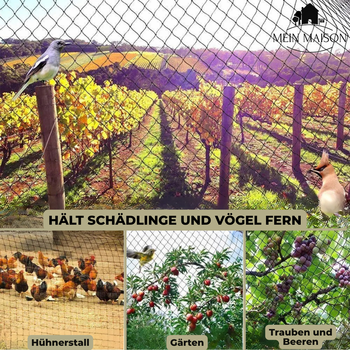 Garden Netting | UV-Resistant & Tear-Resistant | Versatile Plant Protection | Available in Custom Sizes