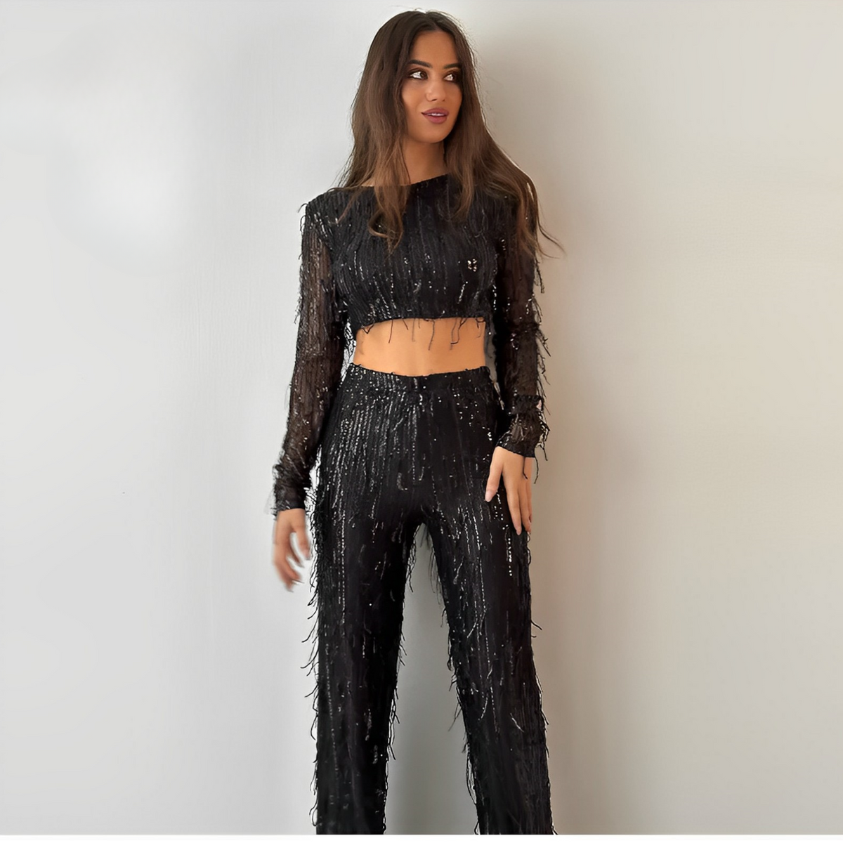 Glamorous Sequin Set - Party Outfit with Fringe