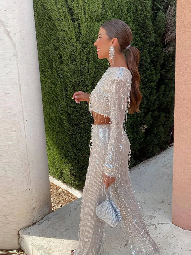 Glamorous Sequin Set - Party Outfit with Fringe