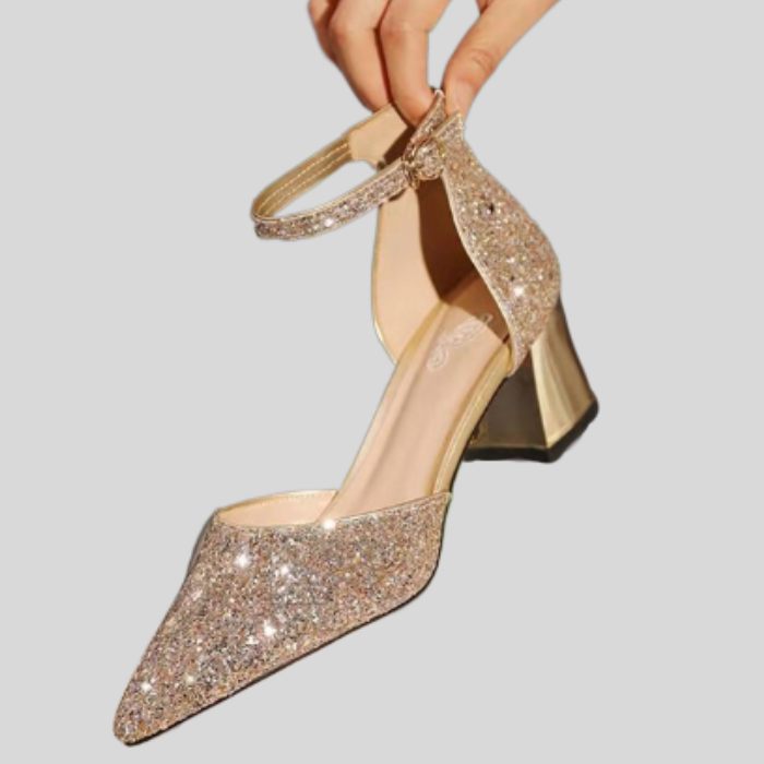 Glitter Ankle Strap High Heels
