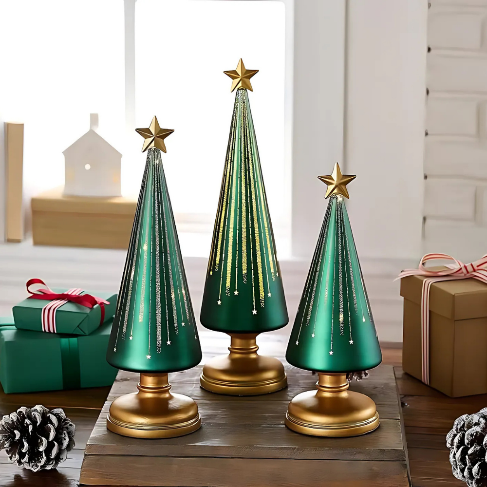 Glowing Glass LED Christmas Trees