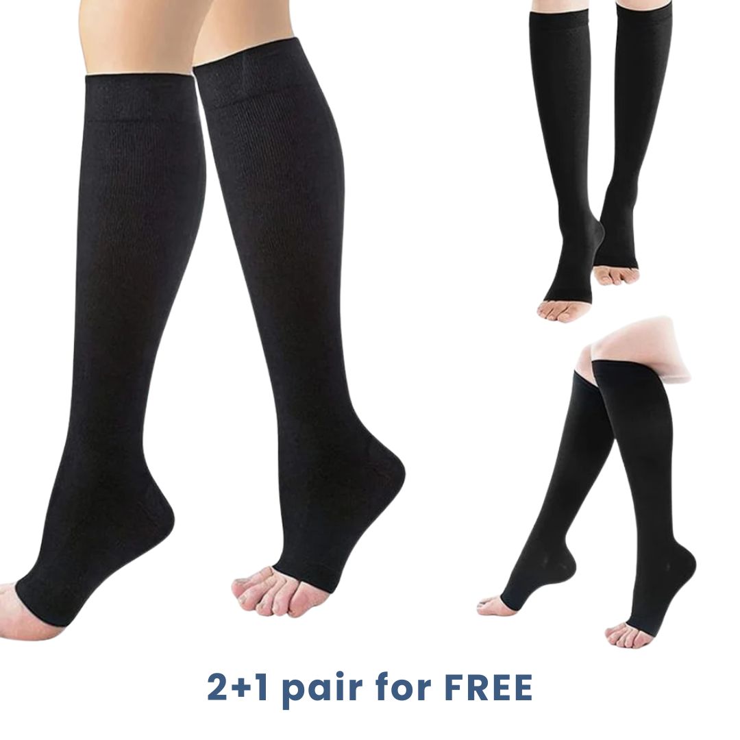 Graduated Compression Socks – Open-Toe Support for Better Blood Circulation