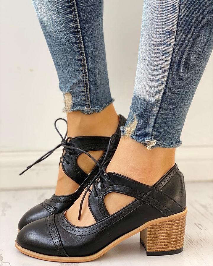 Gudveig | Women's Lace-Up Ankle Boots with Block Heel
