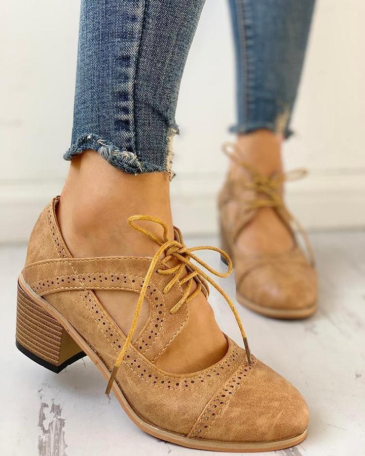 Gudveig | Women's Lace-Up Ankle Boots with Block Heel
