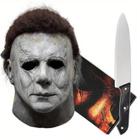 Halloween Horror Mask with Knife Set - Realistic Adult Costume
