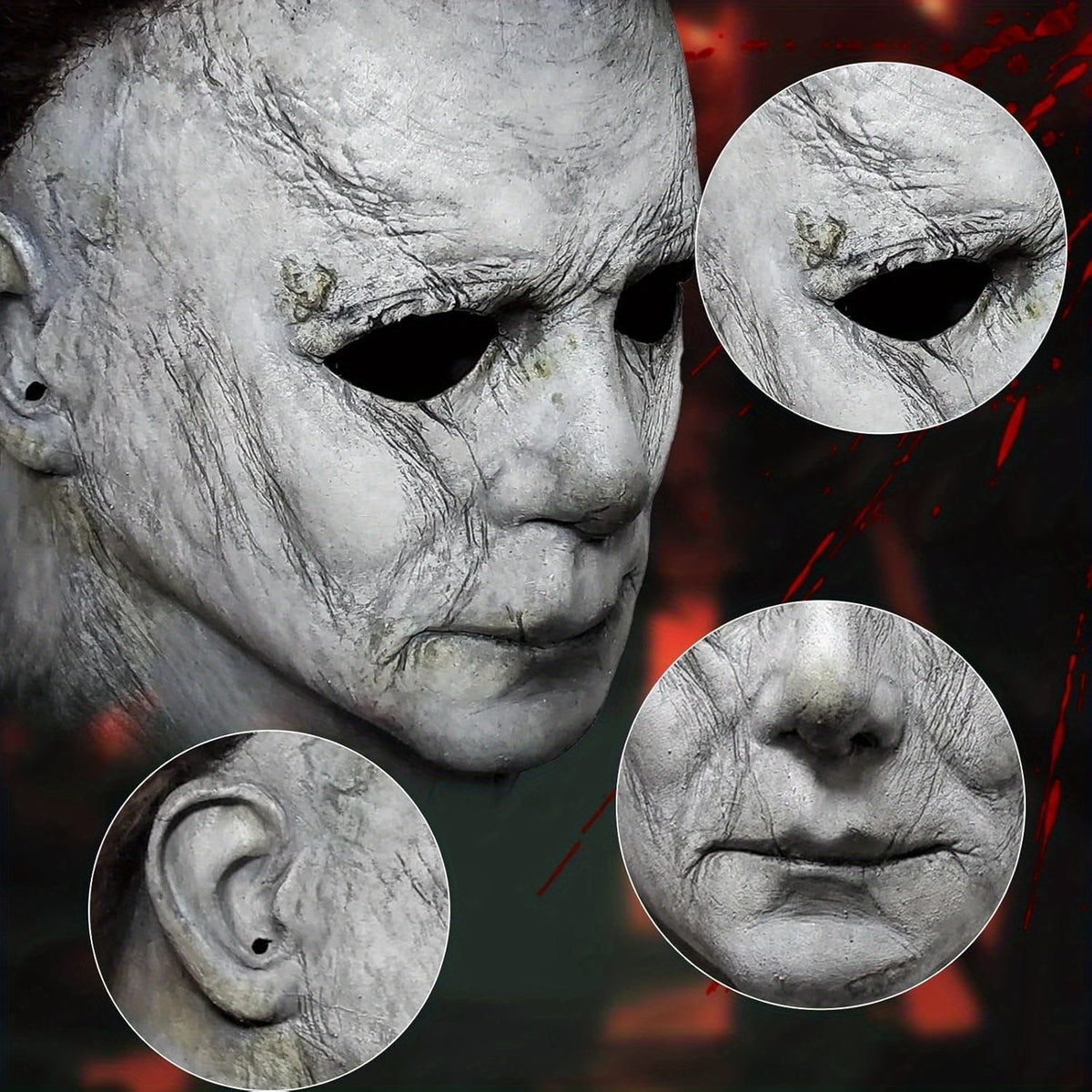 Halloween Horror Mask with Knife Set - Realistic Adult Costume