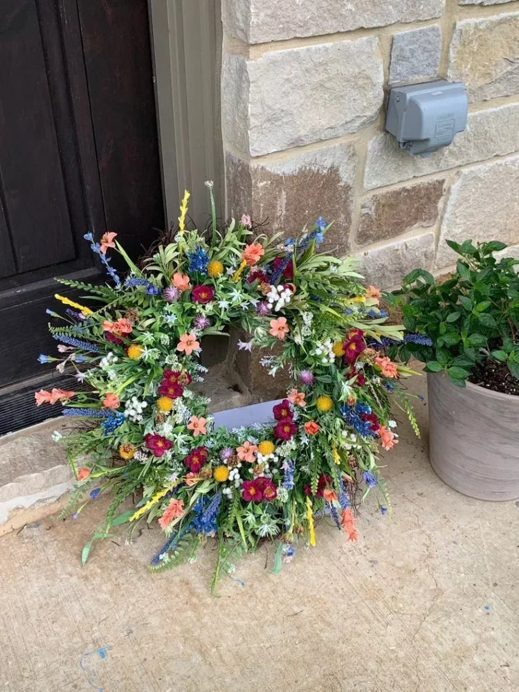 Handmade Texas Wildflower Wreath - Natural Decor