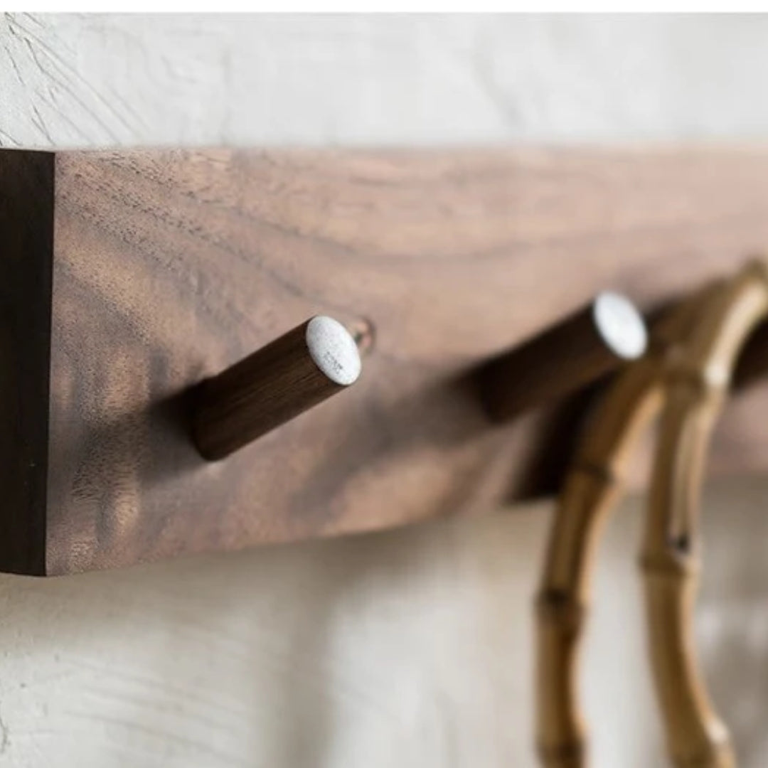 Handmade Wooden Japandi Design Coat Rack
