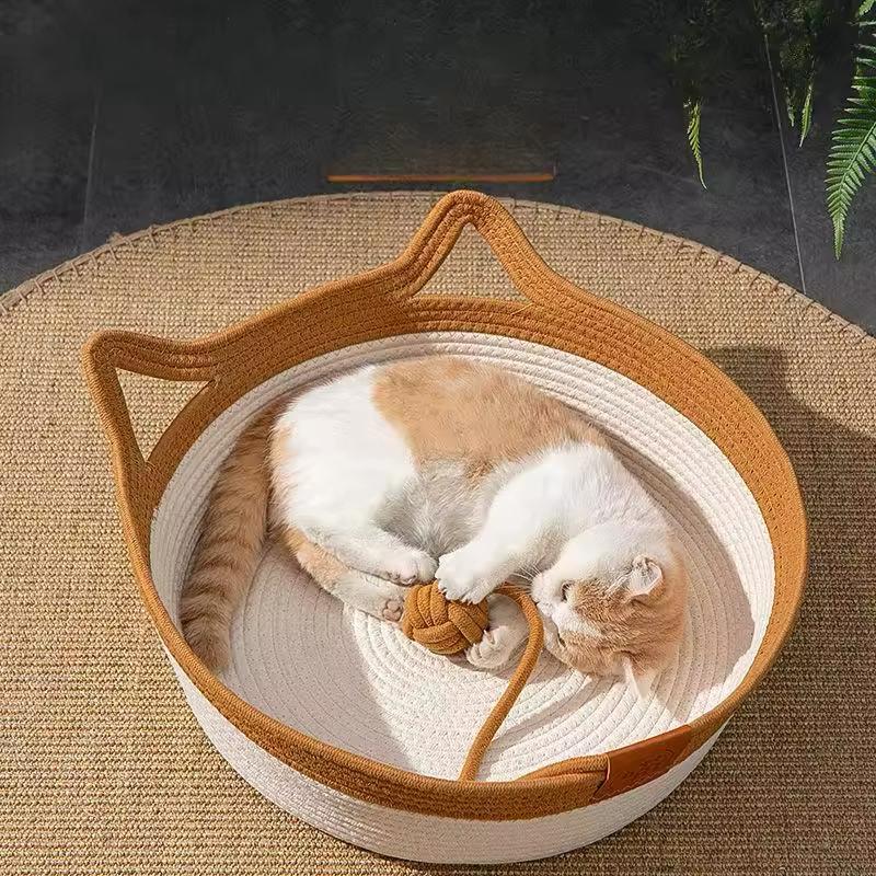 Handwoven Cotton Rope Cat Bed