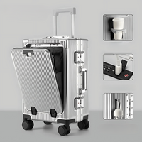 Hard-Shell Carry-On Suitcase with Aluminum Frame, Laptop Compartment & USB Ports