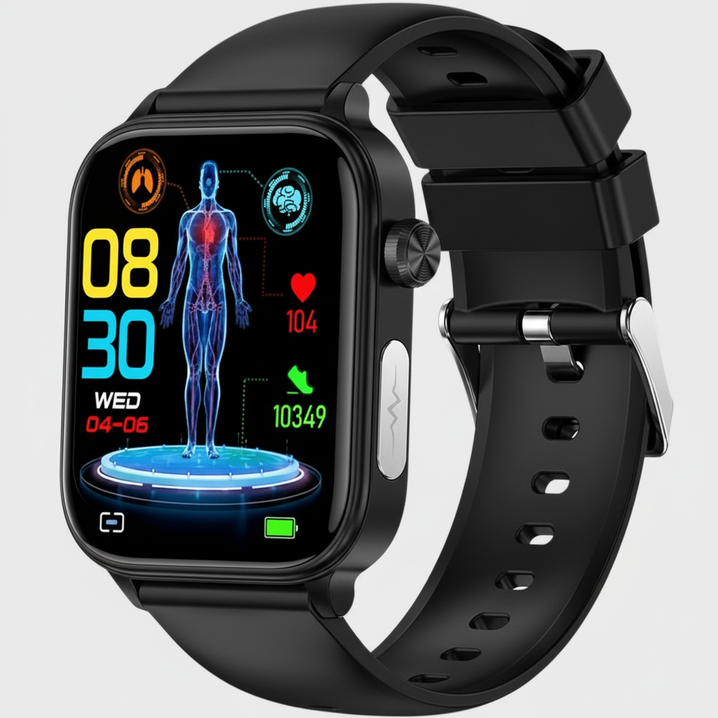 Health Smartwatch with SOS, Glucose and Heart Rate Monitor