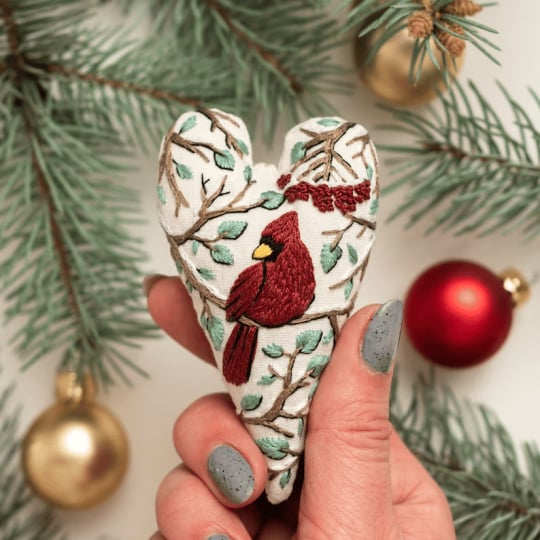 Heart Embroidery Set for Cosy Christmas Magic at Home