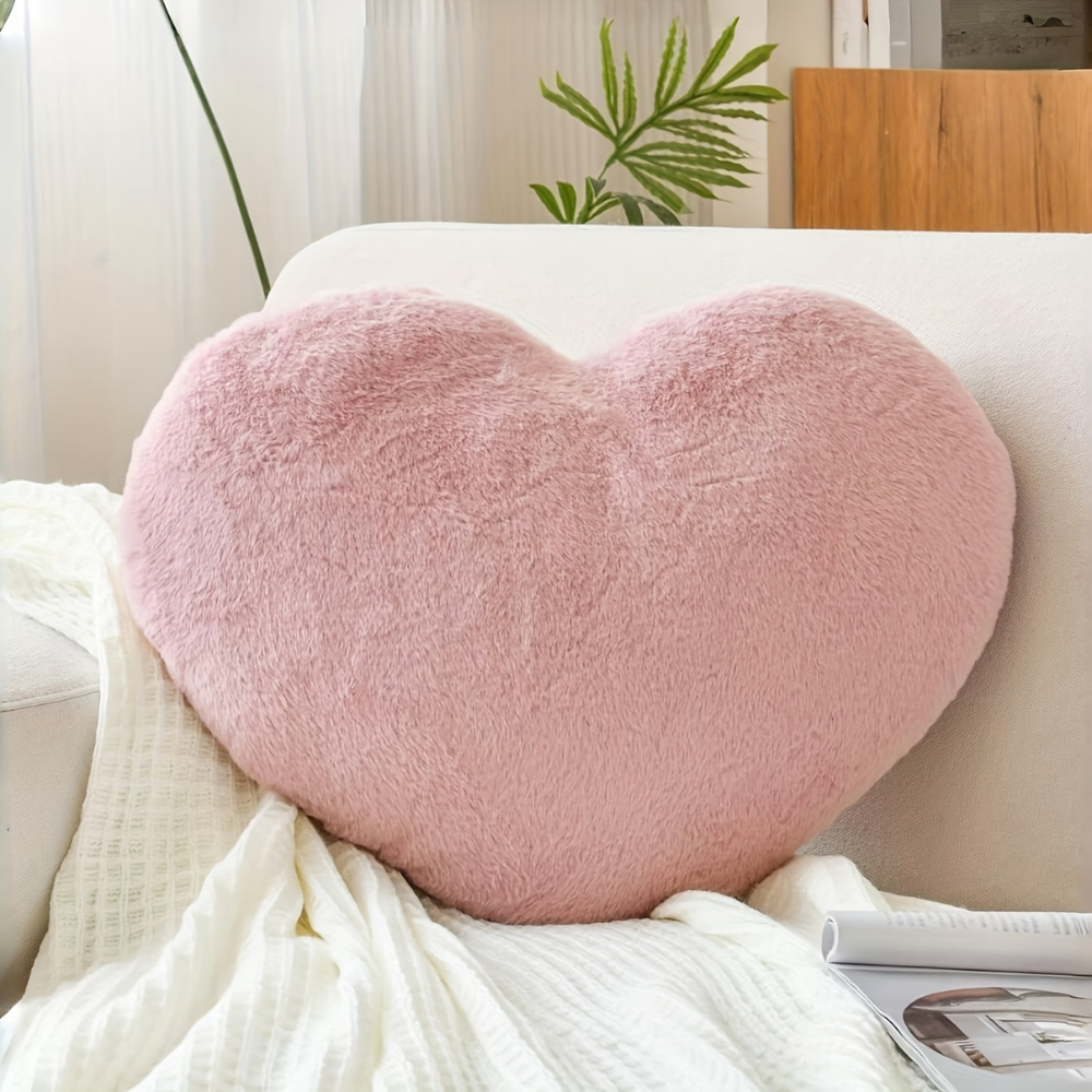 Heart-Shaped Plush Decorative Sofa Throw Pillow