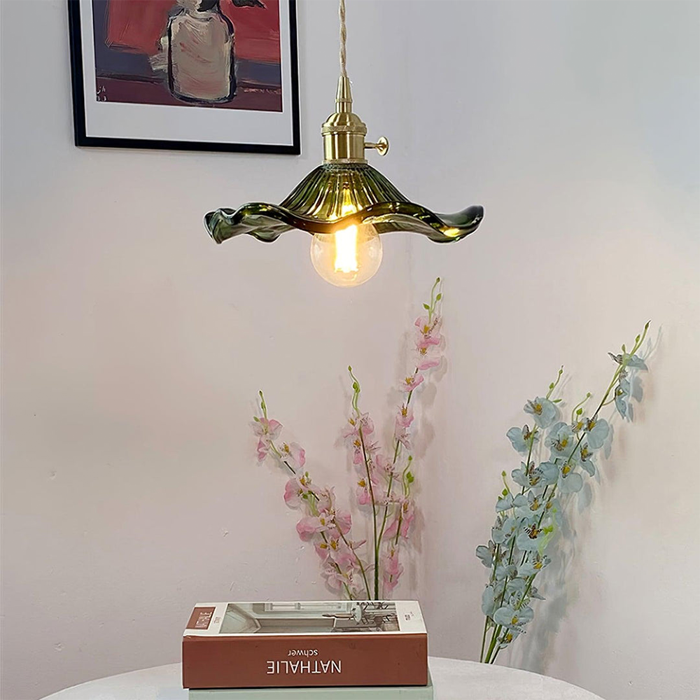 Hibiscus Flower Glass Pendant Light