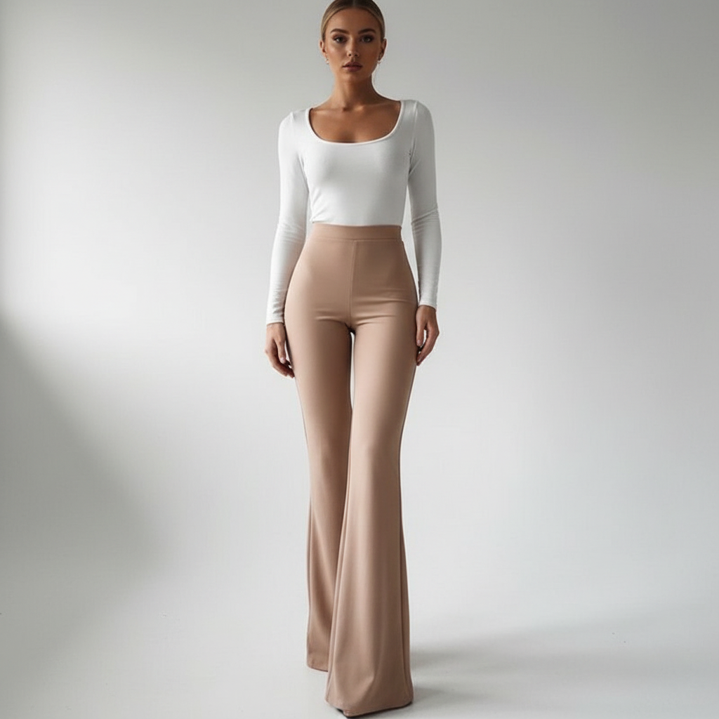High-Waisted Flared Trousers
