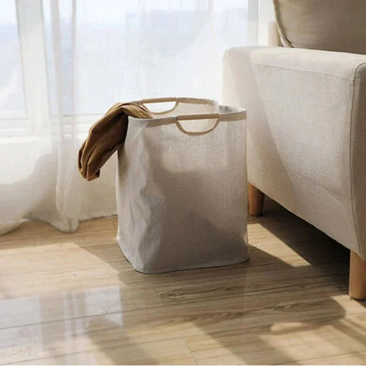 Japanese-Style Foldable Cotton Linen Laundry Basket