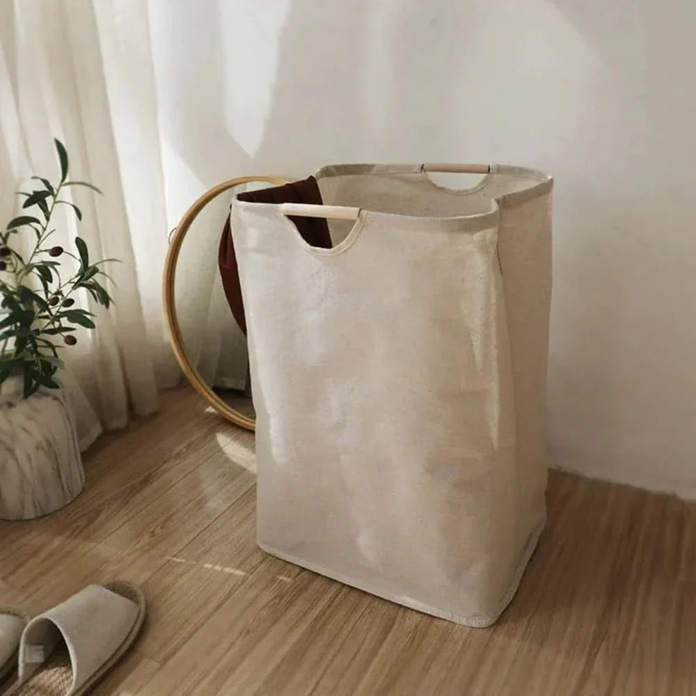 Japanese-Style Foldable Cotton Linen Laundry Basket