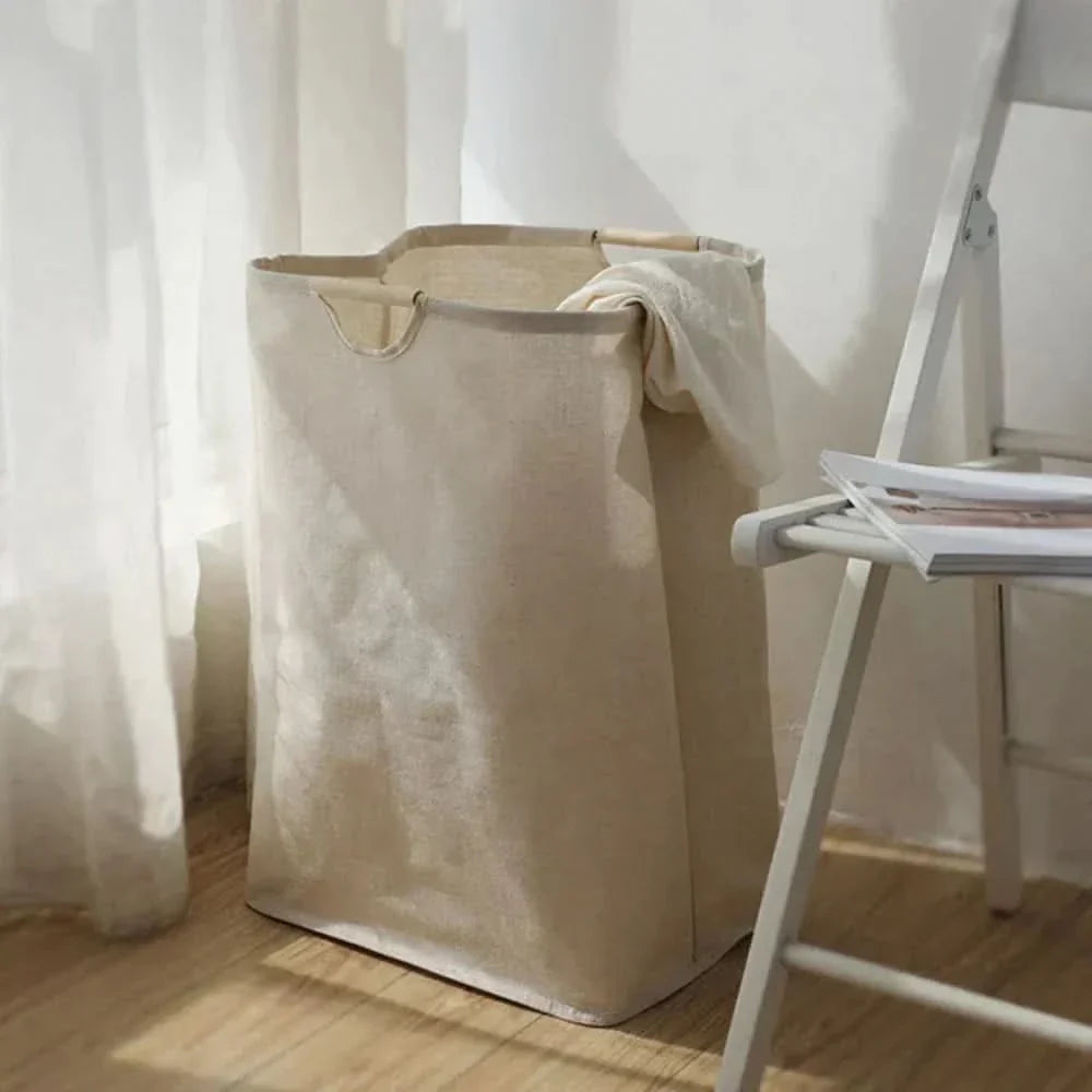Japanese-Style Foldable Cotton Linen Laundry Basket