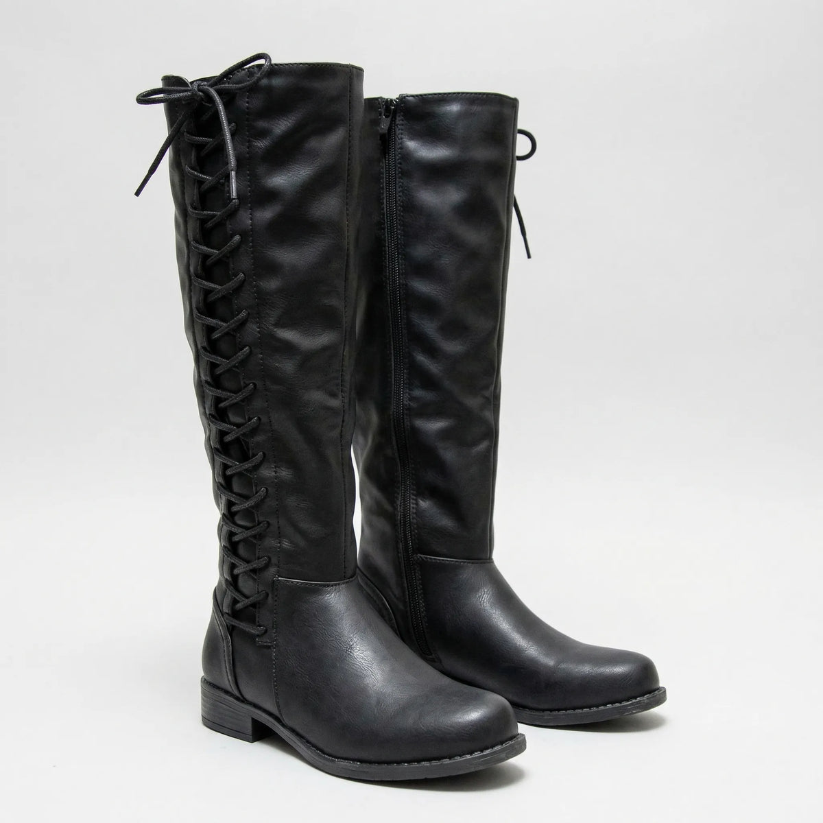 Knee-High Side Lace-Up Boots