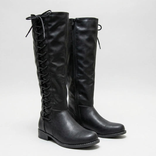 Knee-High Side Lace-Up Boots