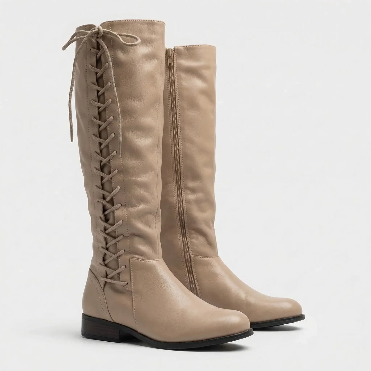 Knee-High Side Lace-Up Boots