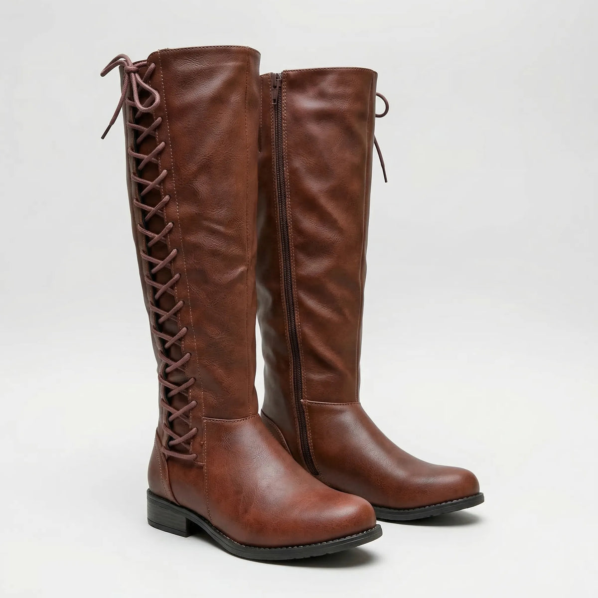 Knee-High Side Lace-Up Boots