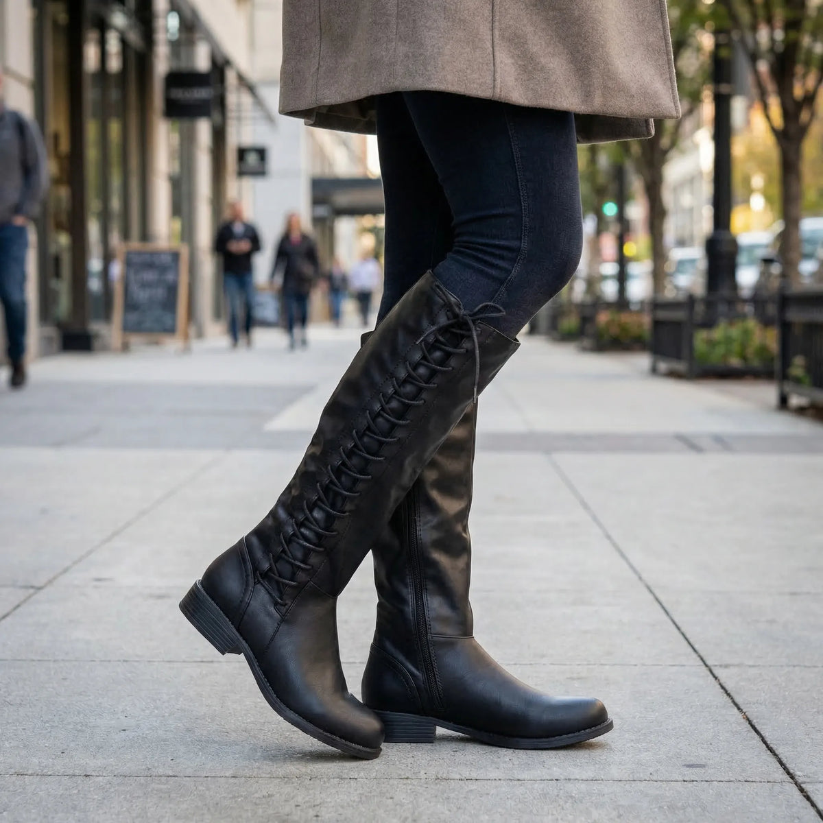 Knee-High Side Lace-Up Boots