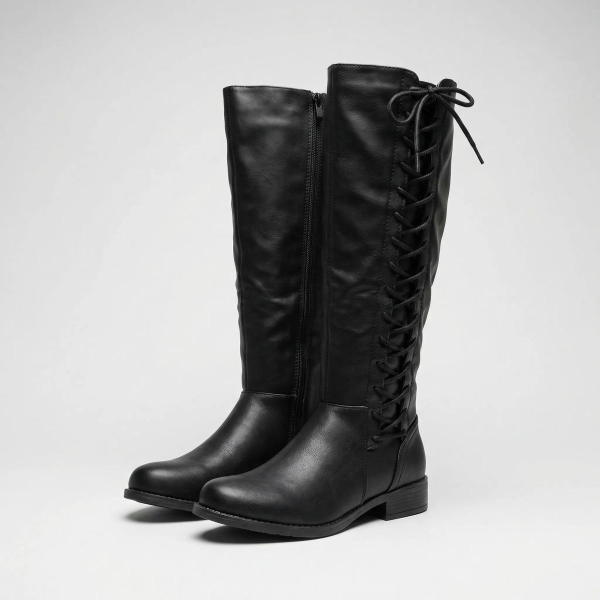 Knee-High Side Lace-Up Boots