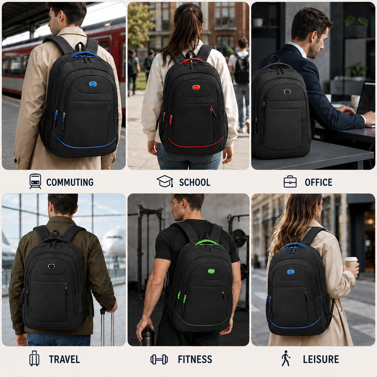 Large Capacity Multi-Compartment Backpack