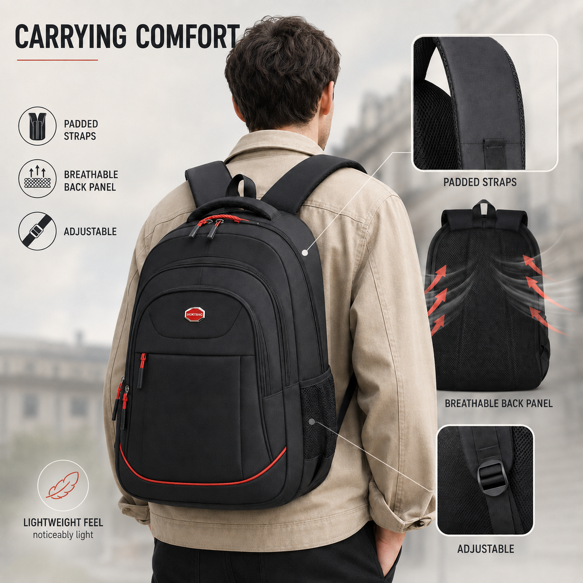 Large Capacity Multi-Compartment Backpack