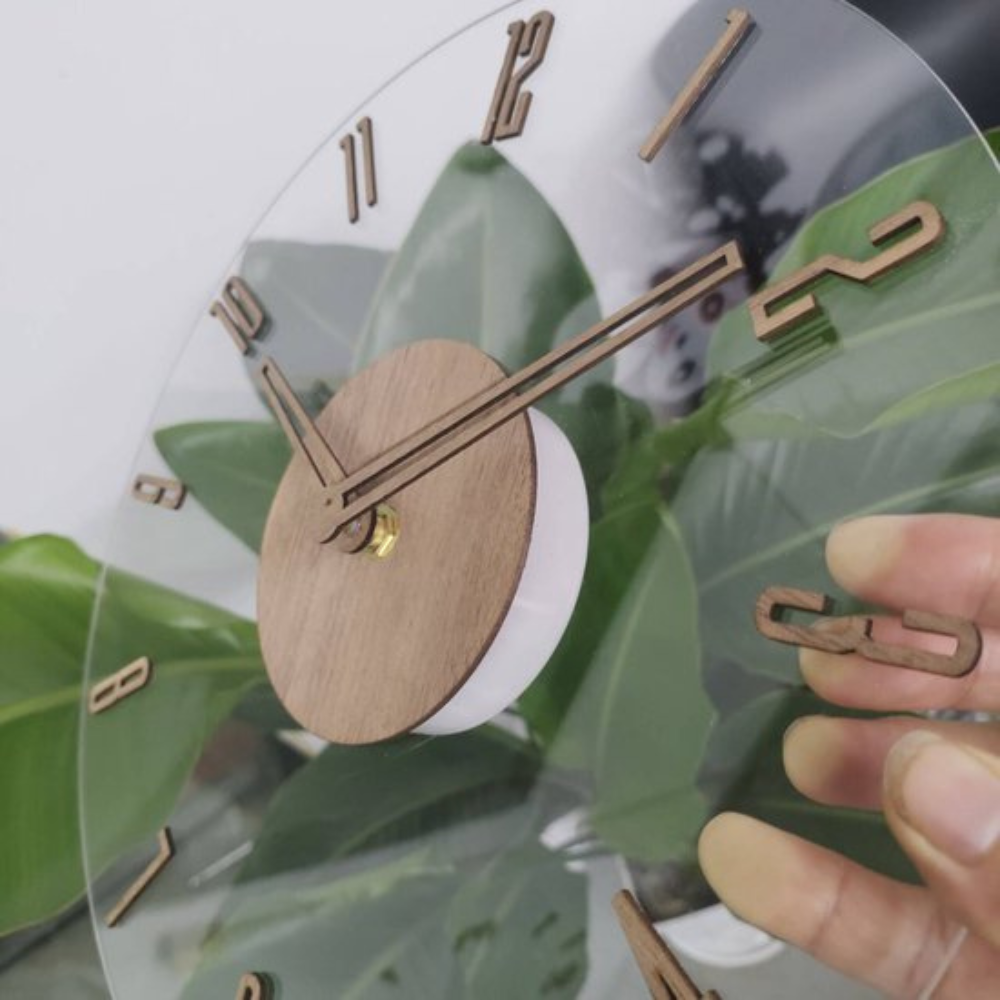Large Modern Wall Clock with Silent Mechanism – Natural Wood Design for Stylish Interiors