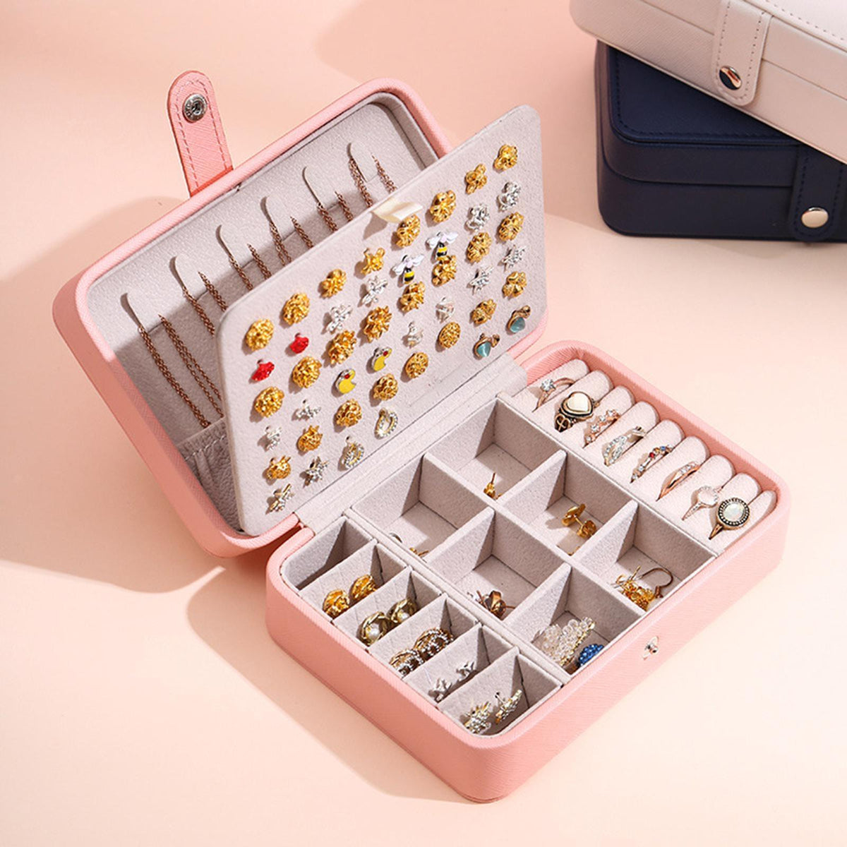 Leather Jewelry Box with Flap Lid - Luxurious Storage