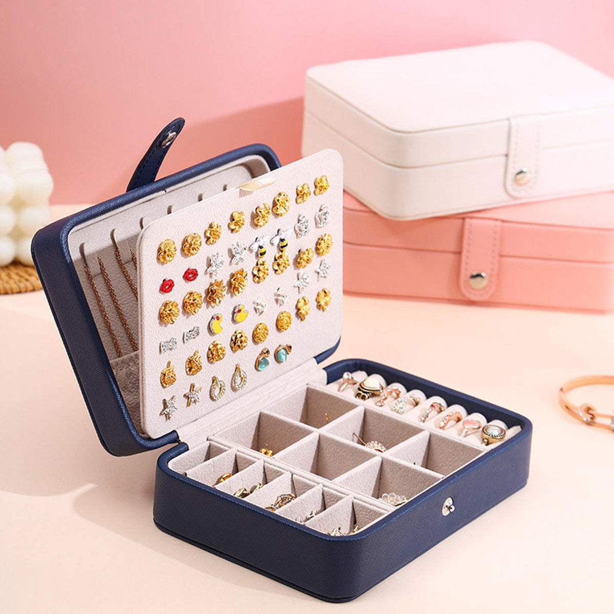 Leather Jewelry Box with Flap Lid - Luxurious Storage