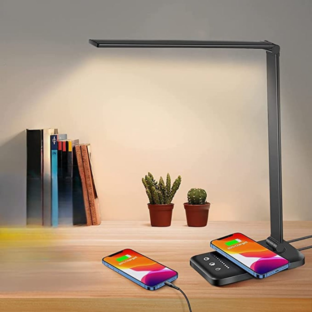 LED Desk Lamp with USB Charging Port, 5 Lighting Modes and Brightness Levels