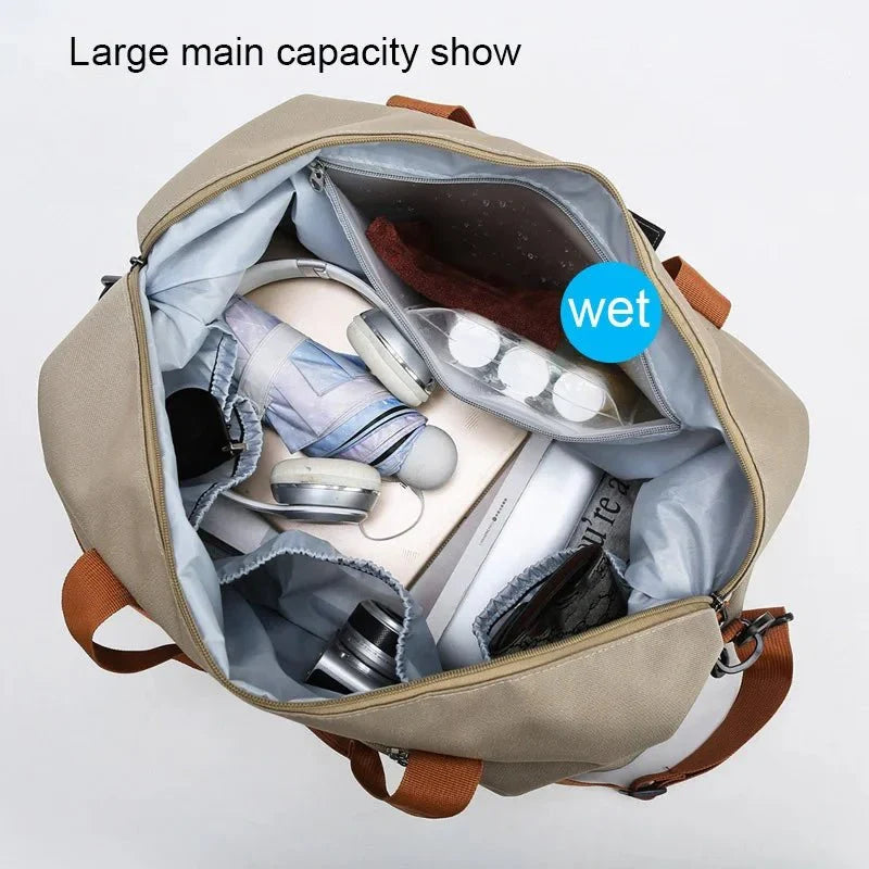 Lightweight Gym & Travel Duffel Bag with Shoe Compartment and Wet-Dry Separation