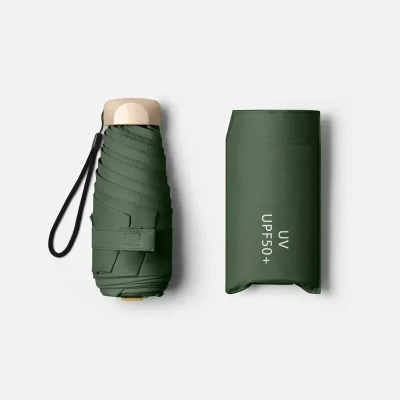 Lightweight Vinyl Pocket Sun and Rain Umbrella, Water-Resistant with UV Protection for Travel