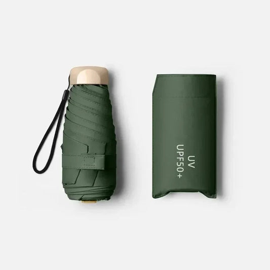 Lightweight Vinyl Pocket Sun and Rain Umbrella, Water-Resistant with UV Protection for Travel