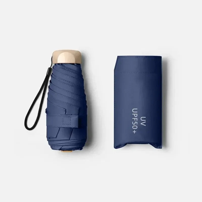 Lightweight Vinyl Pocket Sun and Rain Umbrella, Water-Resistant with UV Protection for Travel