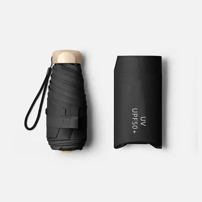 Lightweight Vinyl Pocket Sun and Rain Umbrella, Water-Resistant with UV Protection for Travel