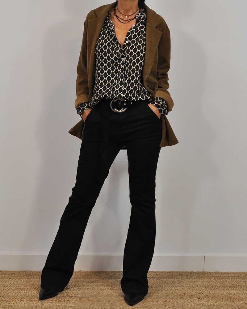 Long-Sleeve V-Neck Autumn Blouse
